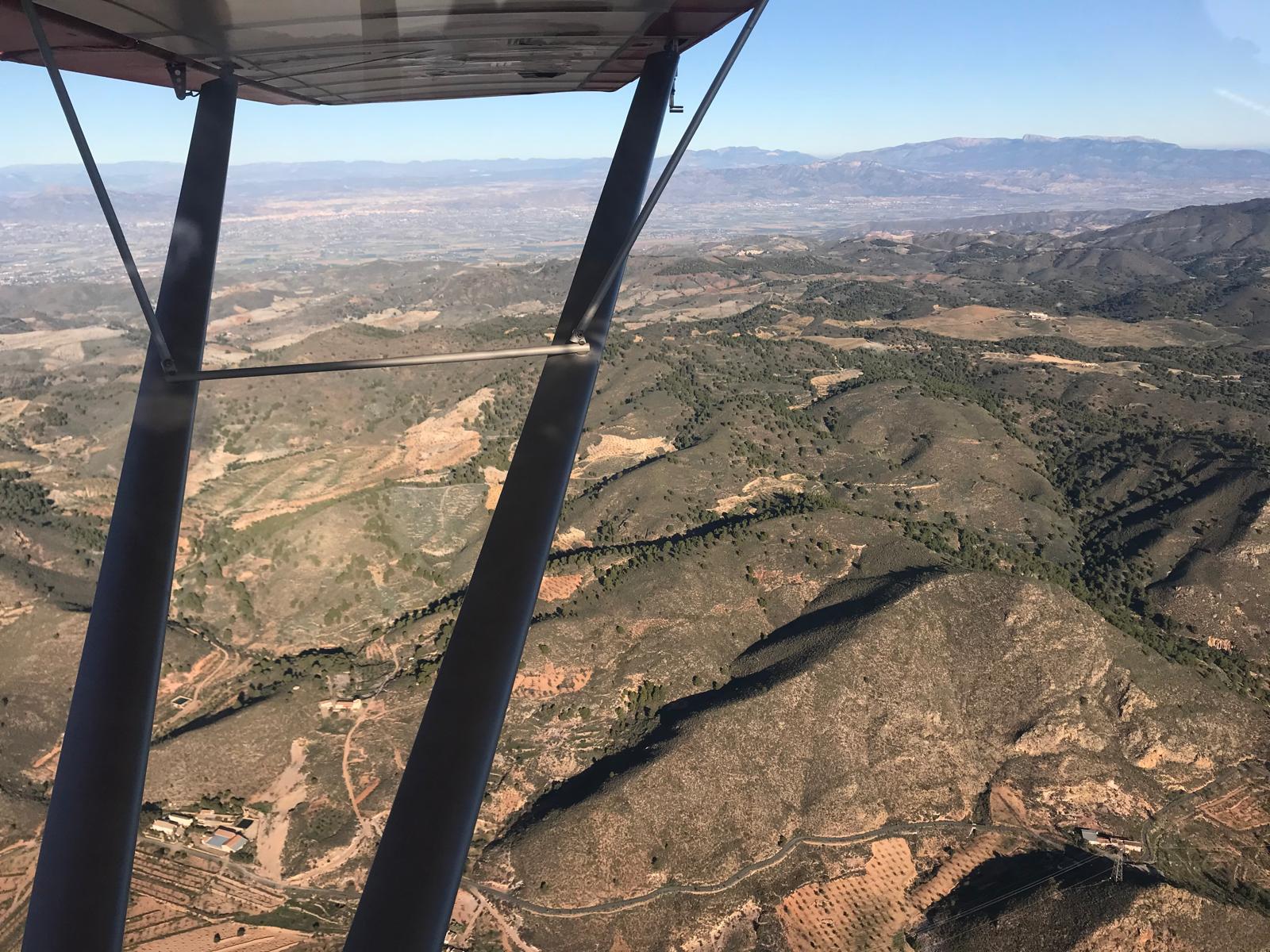 View from a light aircraft over the mountains