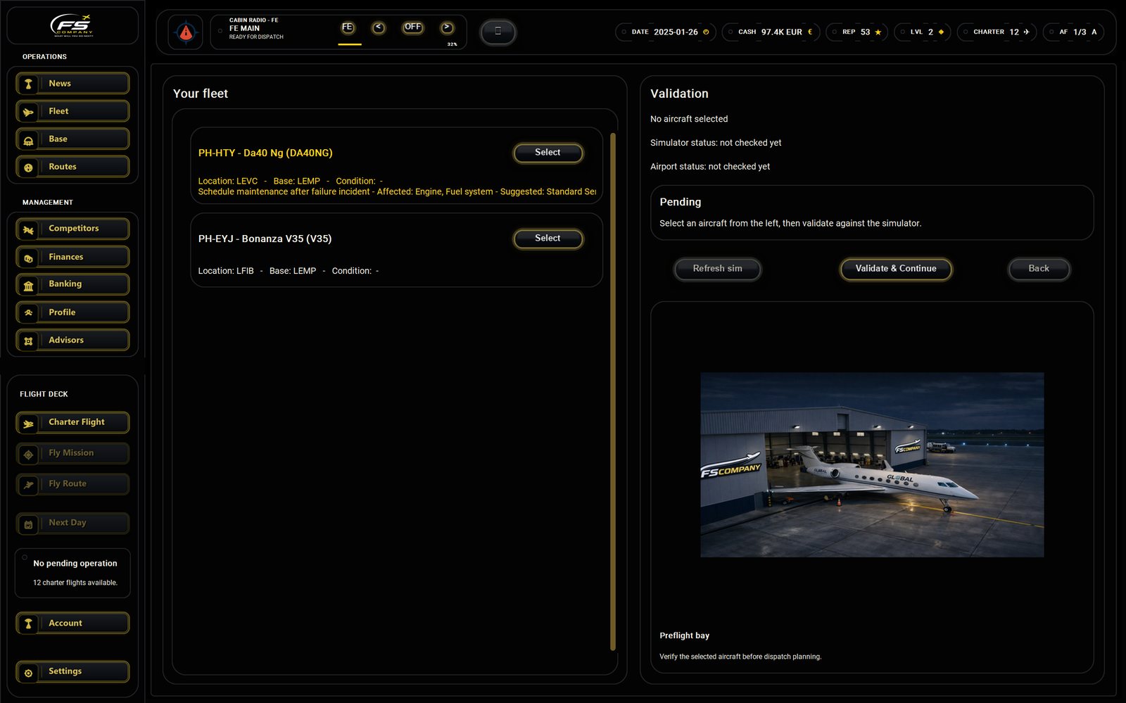 FSCompany preflight validation